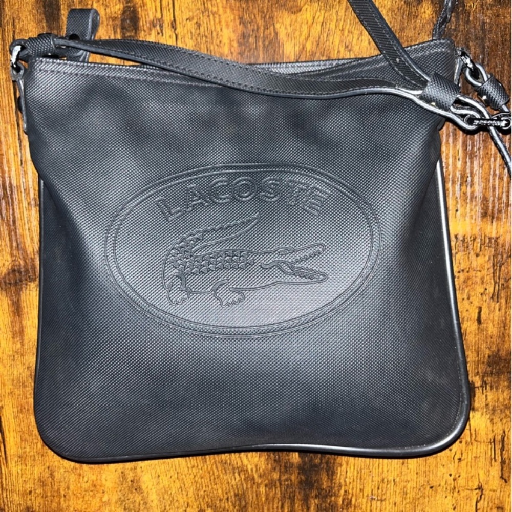 Lacoste Black Messenger Bag for Men
